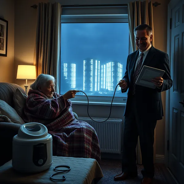 Resident Margaret Tillman, 87, monitors her WattSwap portfolio at the Sunbeam Serenity Village retirement community in Florida, where residents voluntarily power down air conditioning to free up electricity for AI data centers.