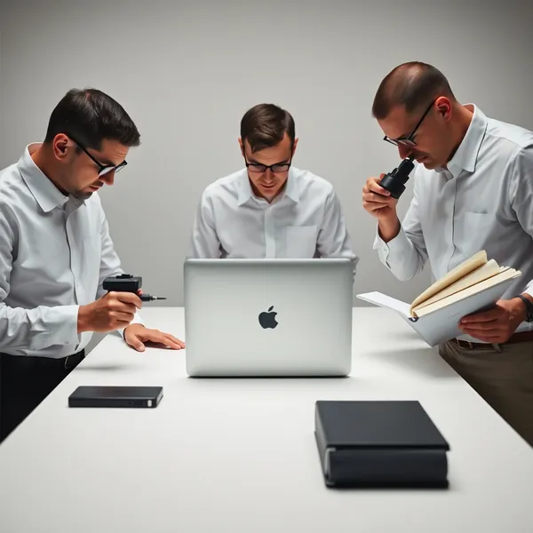 Department of Value Belief Verification director Armond Glass reviews belief validation pathways for Apple's low-cost Macbook during a quarterly compliance meeting at company headquarters in Cupertino, California.
