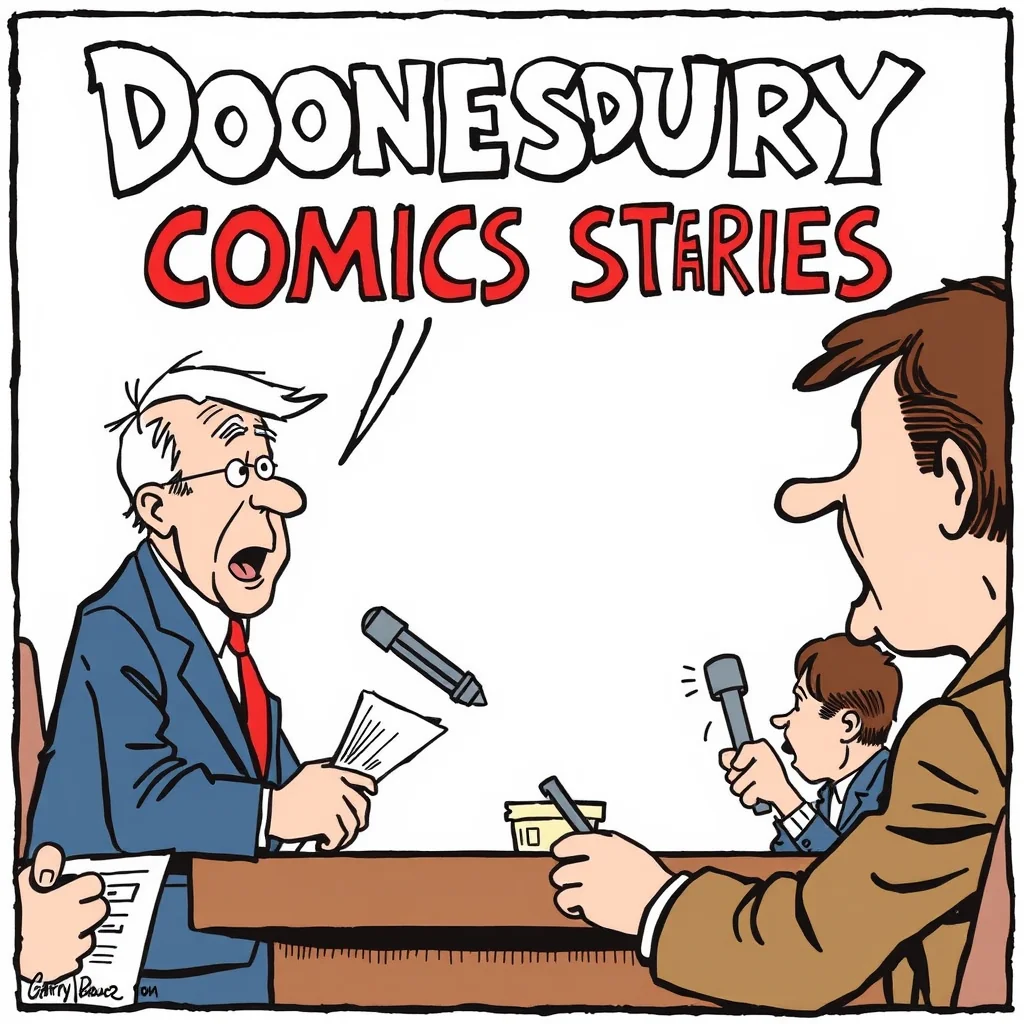 A scene representing the current state of Doonesbury Comic Strips By Garry Trudeau February 15 2026.
