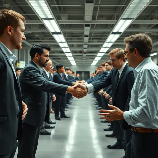 Google executives administer Protocol 734-B handshake verification to Gmail users at the Mountain View trust zone facility as part of the company's new physical authentication system.