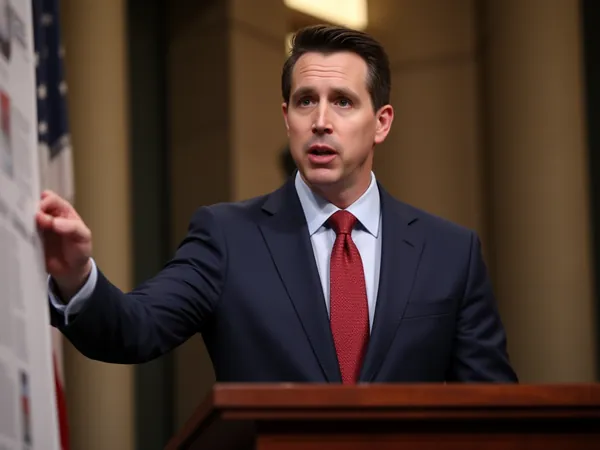 Sen. Josh Hawley demonstrates intense focus during a hearing on the Homes for American Families Act, a bipartisan bill addressing investment practices in the housing market.