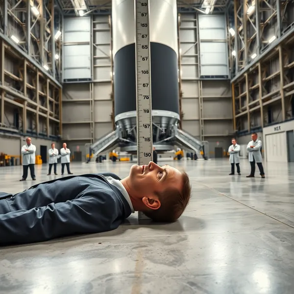 NASA Administrator Jared Isaacman personally verifies the plumb of the Artemis II rocket during an unscheduled quality assessment at the Kennedy Space Center in Florida.