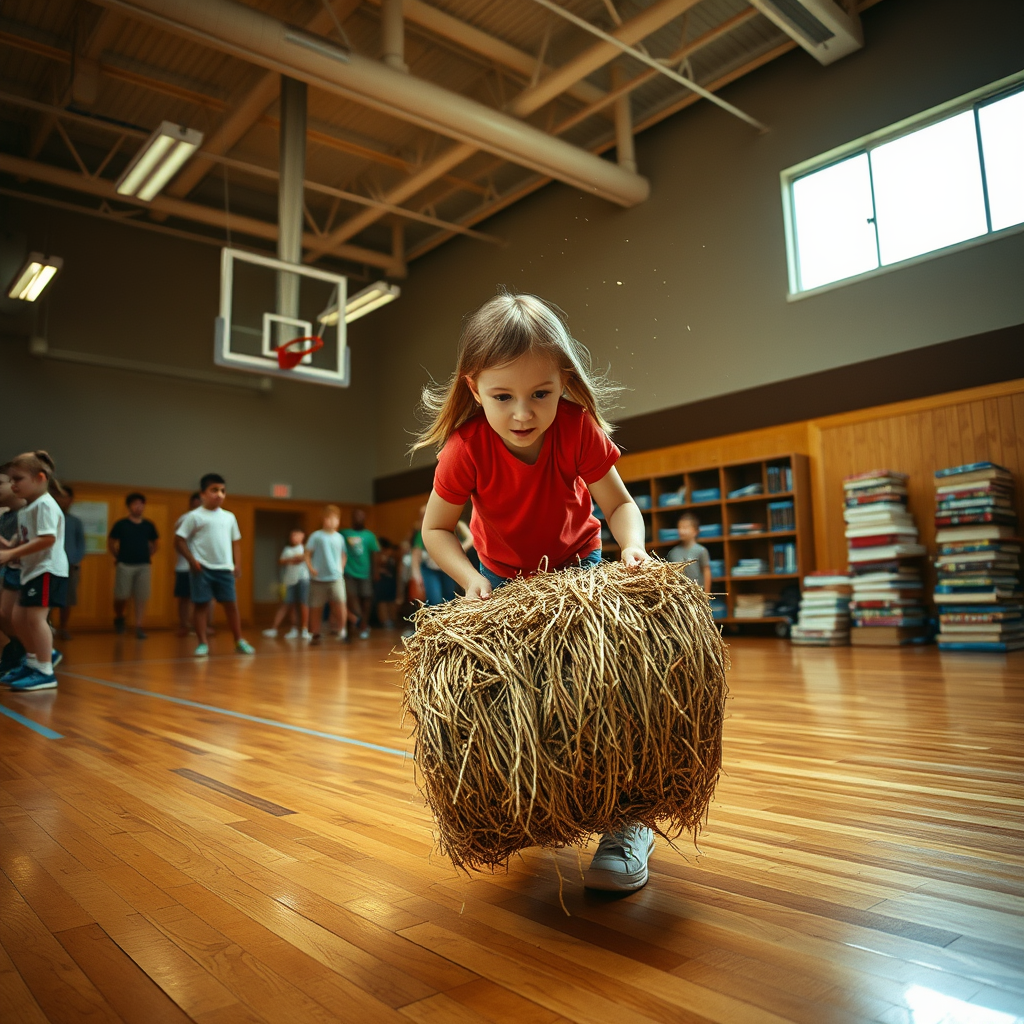 A student participates in the Hay Bale Scramble, a new physical education module implemented by the Oak Creek Unified School District to align curriculum with the Lunar New Year's zodiac animal.