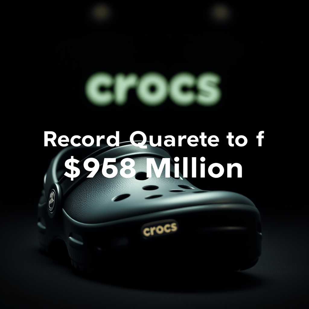 DENVER — Crocs, Inc. CEO Andrew Rees celebrates record-breaking negative earnings performance in company headquarters boardroom