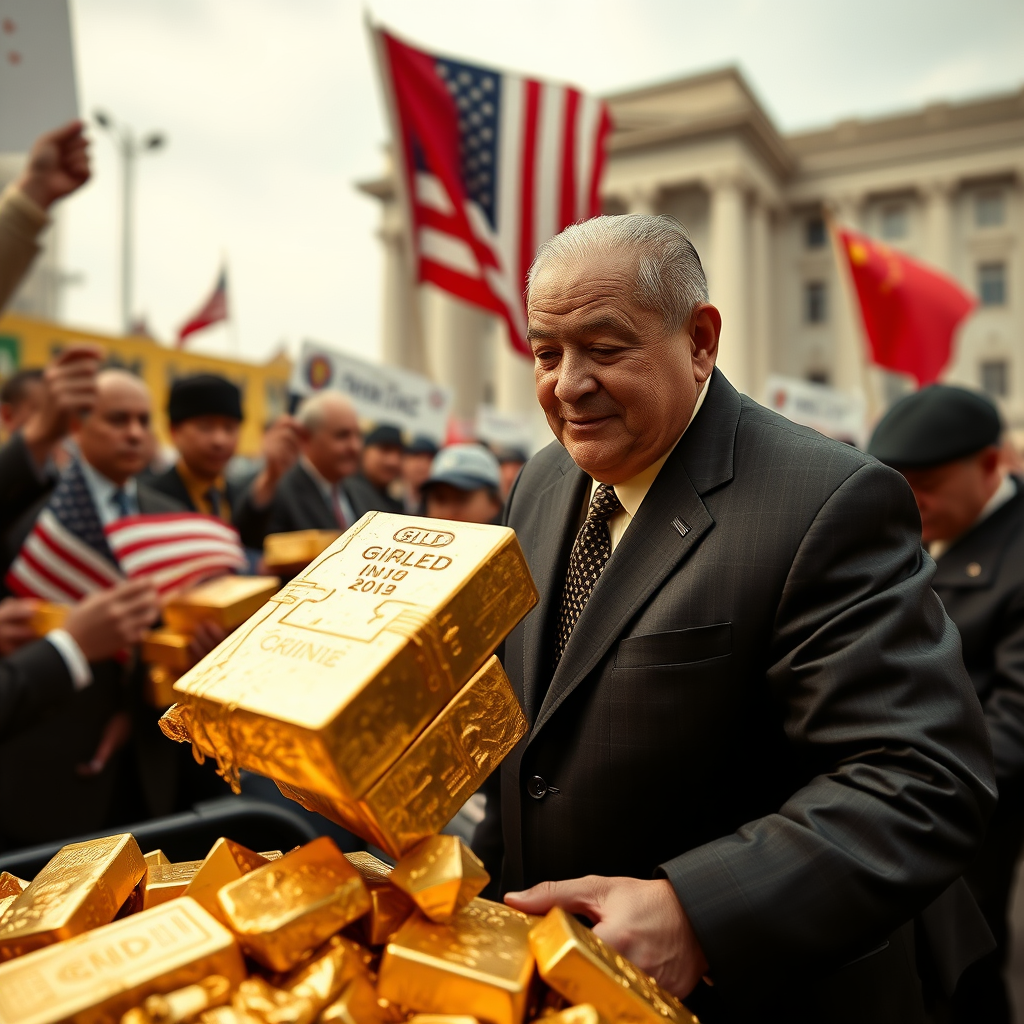 A scene representing the current state of Gold Hovers Near 000 An Ounce With US And China Closed.