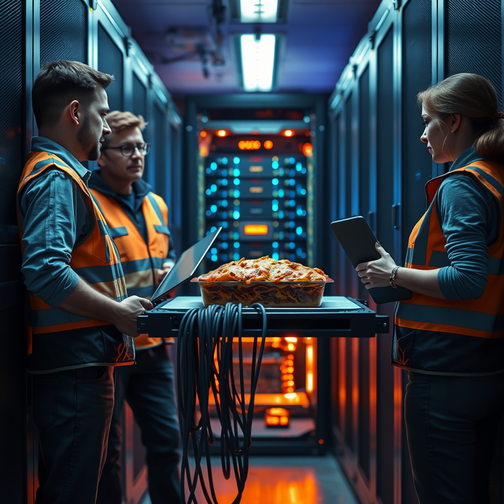 Google CEO Sundar Pichai tests the company's new contextual cooking feature in a Mountain View innovation lab, following user reports of baked goods spontaneously generating from text message metaphors.