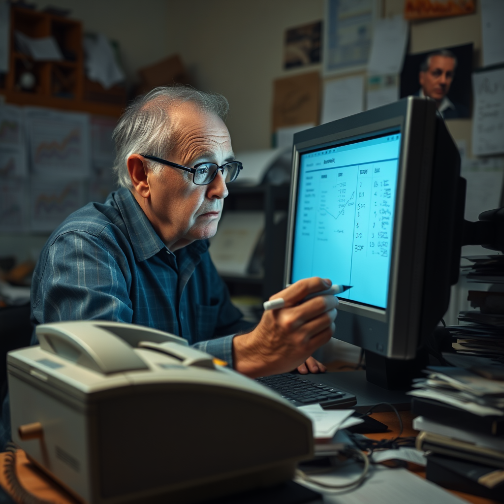 Financial analyst Jim Wyckoff conducts his morning technical analysis from his Ames, Iowa, office, scrutinizing market data for signs of pressure and risk.