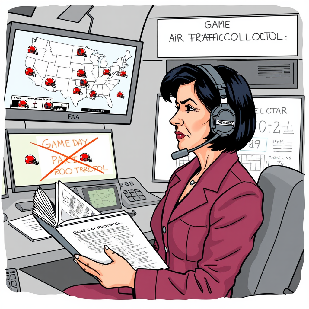 Air Force head coach Troy Calhoun reviews FAA-mandated flight plans with a logistics officer during a walkthrough at Falcon Stadium, part of the Mountain West Conference's new compliance protocols for the 2026 football season.