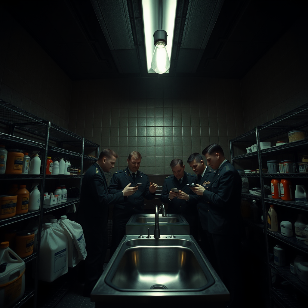 Defense officials convene an emergency meeting in a Pentagon supply closet after a complete power failure plunged the massive building into darkness.