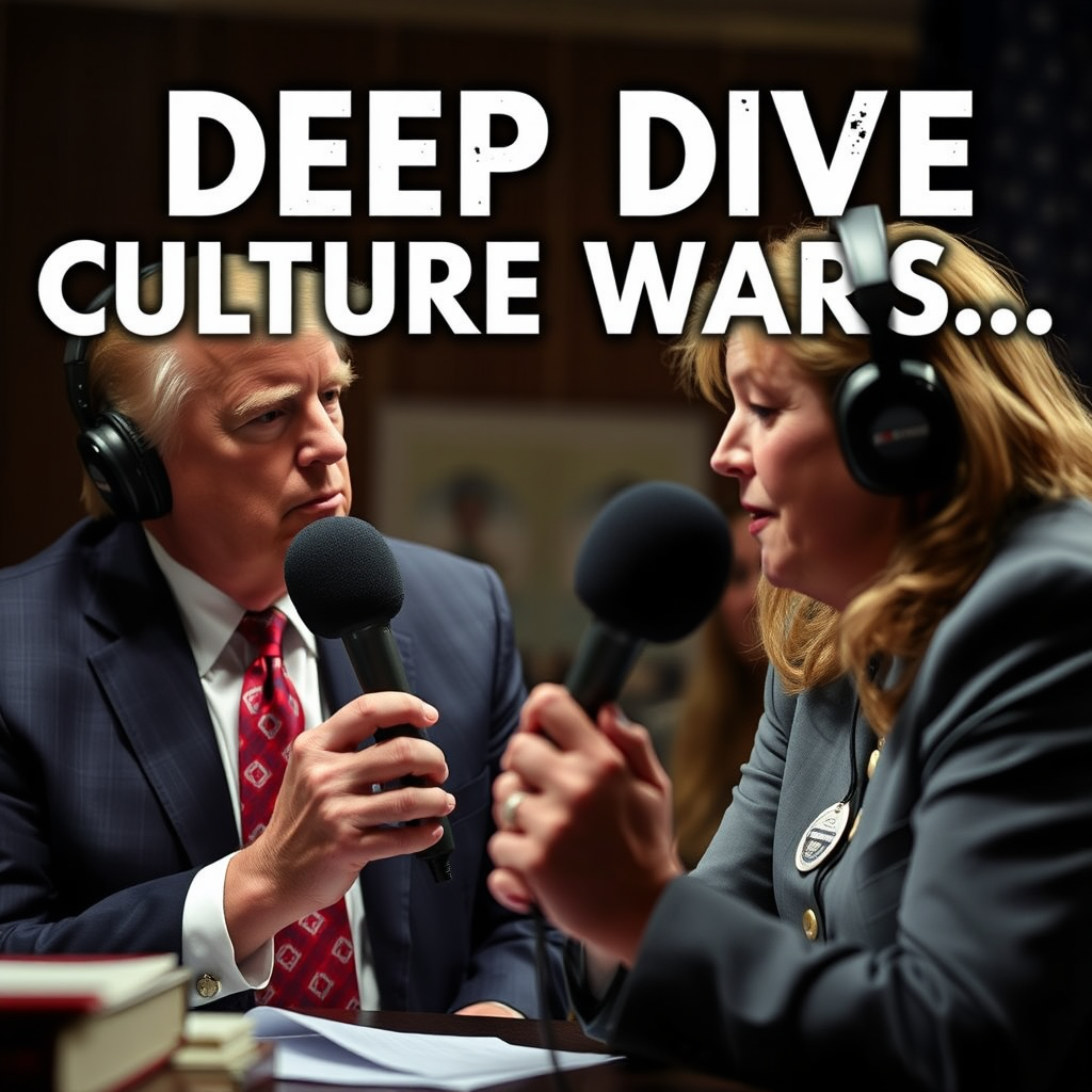 A scene representing the current state of Podcast A Deep Dive Into How Republican Culture Wars Reveal America Capacity.