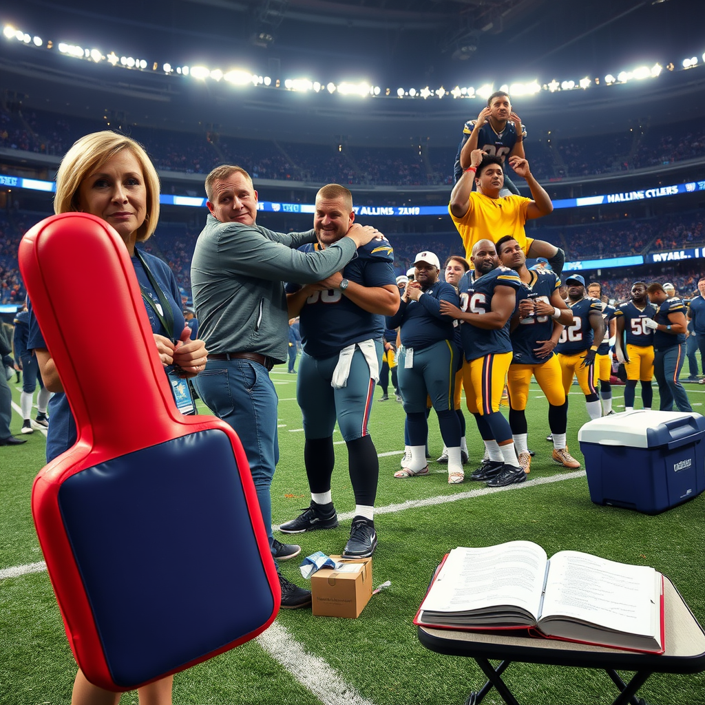 NFL Network reporter Stacey Dales directs coverage as athletes engage in competitive emotional displays during the 2026 NFL Scouting Combine at Lucas Oil Stadium.