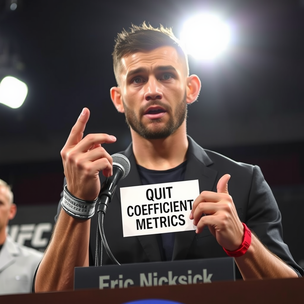 Sean Strickland presents his newly developed Quit Coefficient metric at the UFC Houston post-fight press conference following his TKO victory over Anthony Hernandez.