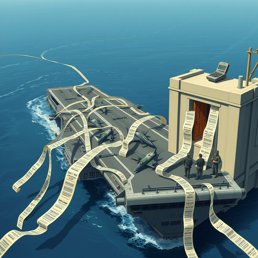 Gen. Harold B. Connelly reviews budgetary metrics during a high-level briefing on U.S.-Iran negotiations, pausing to sip from a complimentary beverage provided by the Swiss-hosted talks.