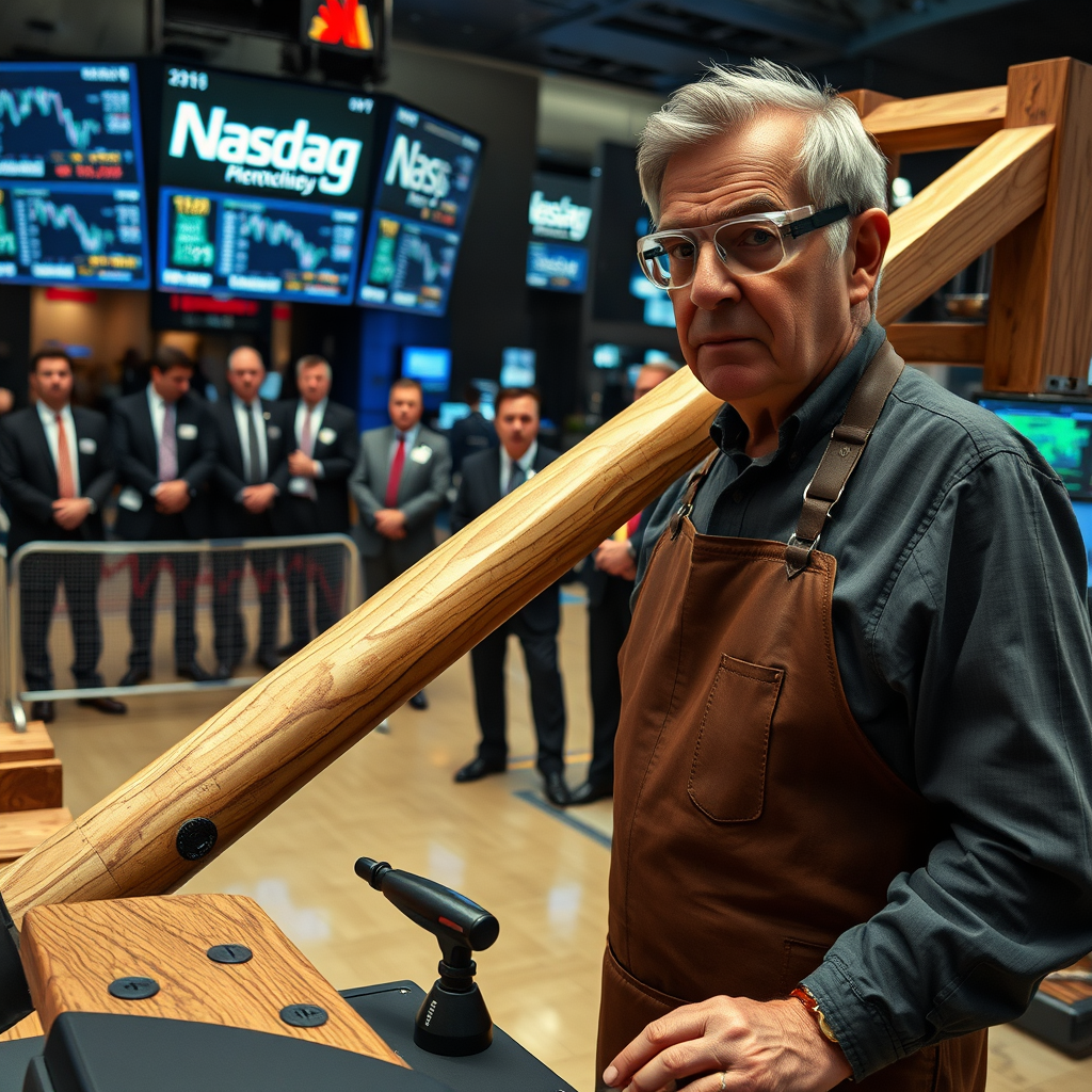Executives at Vir Biotechnology prepare to launch the company's stock using a custom-built catapult following the announcement of a $1.71 billion deal with Astellas Pharma on the Nasdaq trading floor in New York.