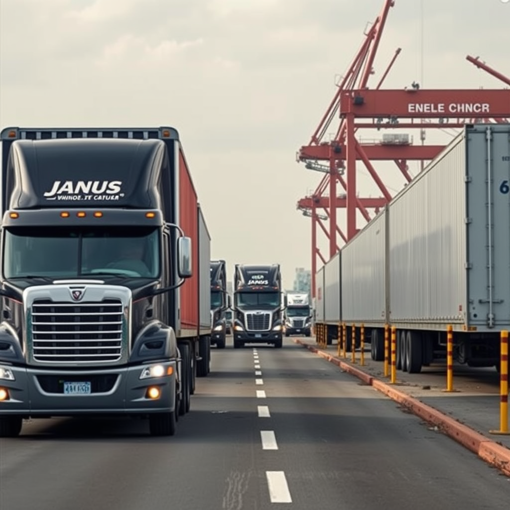 A scene representing the current state of Zero Emission Trucks Janus Targets US Ports.